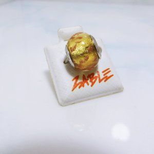 ZABLE ~ Murano Glass Gold On Copper Charm # 1574 Sterling Silver NWT